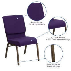 Emma+Oliver Emma And Oliver Stacking Auditorium Chair With 19" Seat - Royal Purple Fabric/Gold Vein Frame -Zuo Modern Shop 6049130 ALT2