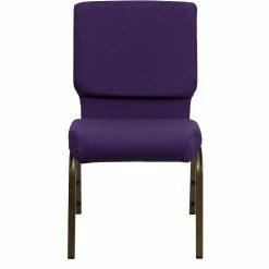 Emma+Oliver Emma And Oliver Stacking Auditorium Chair With 19" Seat - Royal Purple Fabric/Gold Vein Frame -Zuo Modern Shop 6049130 ALT3