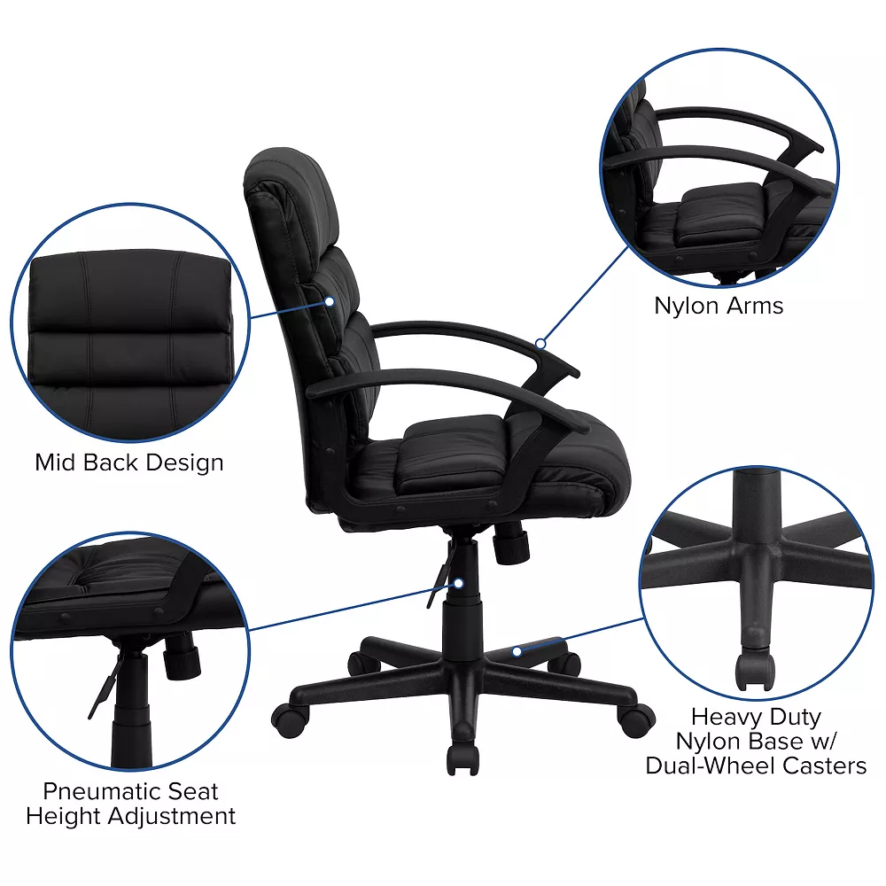 Flash Furniture Lane Mid-Back LeatherSoft Swivel Office Chair 6 Flash Furniture Lane Mid-Back LeatherSoft Swivel Office Chair - Image 4