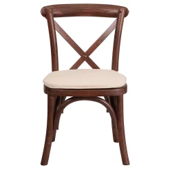 Merrick Lane Kid's Stackable Ash Wood Crossback Chair In A Mahogany Finish With Cushion And Plastic Floor Glides -Zuo Modern Shop 6136850 ALT3
