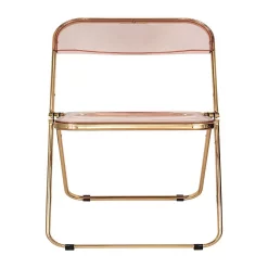 LeisureMod Lawrence Acrylic Folding Chair With Gold Metal Frame - Rose Pink 7 LeisureMod Lawrence Acrylic Folding Chair With Gold Metal Frame - Rose Pink -Zuo Modern Shop 6144474 ALT2