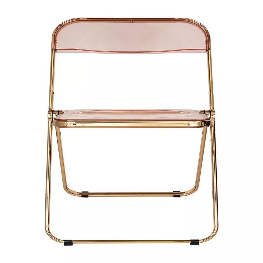 LeisureMod Lawrence Acrylic Folding Chair With Gold Metal Frame - Rose Pink 5 LeisureMod Lawrence Acrylic Folding Chair With Gold Metal Frame - Rose Pink - Image 3