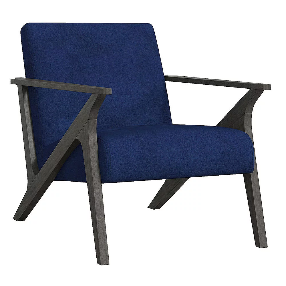 Cenports Jenson Navy Velvet Solid Wood Frame Accent Chair 4 Cenports Jenson Navy Velvet Solid Wood Frame Accent Chair - Image 2