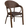 Merrick Lane Kailua Dark Brown Wicker Rattan Patio Chair With Curved Back And Red Aluminum Rattan Frame -Zuo Modern Shop 6169767 Cocoarattanframe