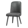Benzara Leatherette Dining Chair With Splayed Wooden Legs, Set Of 2, Gray -Zuo Modern Shop 6206062