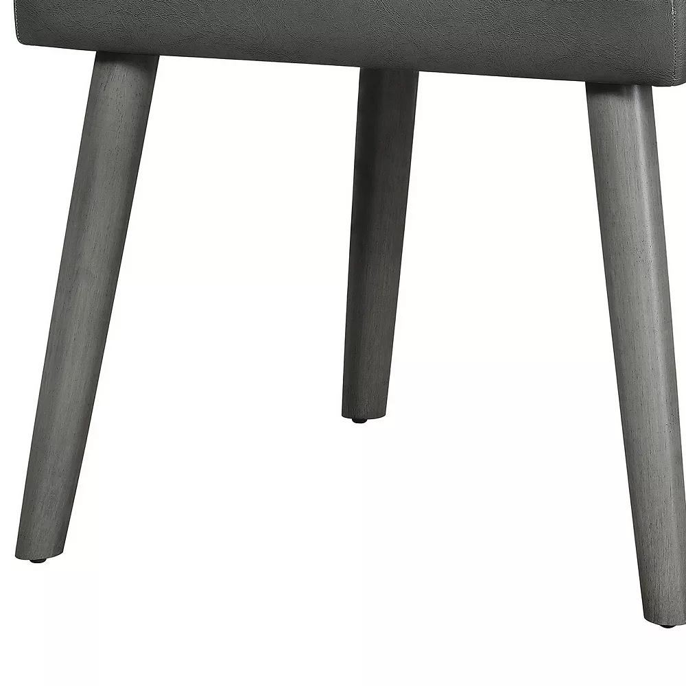 Benzara Leatherette Dining Chair With Splayed Wooden Legs, Set Of 2, Gray 6 Benzara Leatherette Dining Chair With Splayed Wooden Legs, Set Of 2, Gray - Image 4