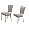 Benzara Wooden Chair With Fabric Upholstered Seating, Set Of 2, Gray And Brown 2 Benzara Wooden Chair With Fabric Upholstered Seating, Set Of 2, Gray And Brown -Zuo Modern Shop 6206172