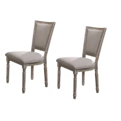 Benzara Wooden Chair With Fabric Upholstered Seating, Set Of 2, Gray And Brown