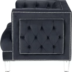 Benzara Velvet Upholstered Chair, With Tufted Details And Acrylic Legs, Black 9 Benzara Velvet Upholstered Chair, With Tufted Details And Acrylic Legs, Black -Zuo Modern Shop 6215248 ALT3