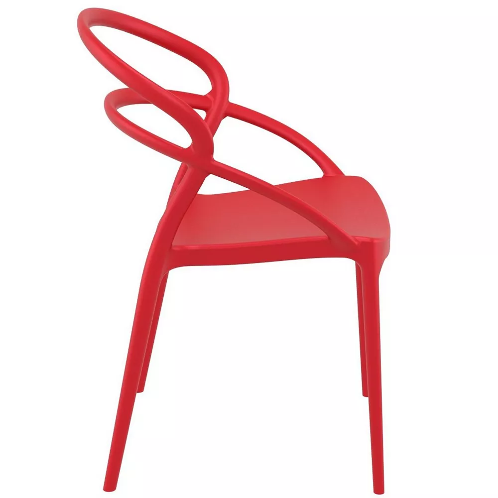 Luxury Commercial Living 32.25" Red Outdoor Patio Round Dining Chair 4 Luxury Commercial Living 32.25" Red Outdoor Patio Round Dining Chair - Image 2