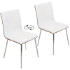 Contemporary Home Living Set Of 2 Stainless Steel And White Faux Fabric Dining Chair 34.25” -Zuo Modern Shop 6238291
