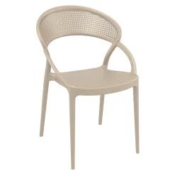 Luxury Commercial Living 32.25" Taupe Mesh Outdoor Patio Round Dining Chair