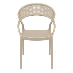 Luxury Commercial Living 32.25" Taupe Mesh Outdoor Patio Round Dining Chair -Zuo Modern Shop 6238350 ALT2