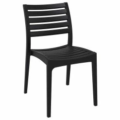 Luxury Commercial Living 33" Black Outdoor Patio Stackable Dining Chair