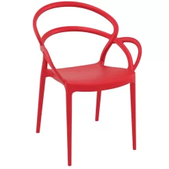 Luxury Commercial Living 33" Red Outdoor Patio Round Dining Arm Chair