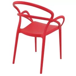 Luxury Commercial Living 33" Red Outdoor Patio Round Dining Arm Chair -Zuo Modern Shop 6238445 ALT2