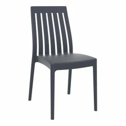 Luxury Commercial Living 35" Gray High Back Stackable Outdoor Patio Dining Chair