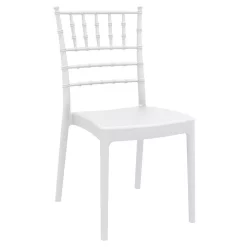 Luxury Commercial Living 36" White Stackable Outdoor Patio Armless Dining Chair