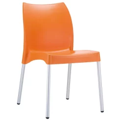 Luxury Commercial Living 31.5" Orange And White Stackable Outdoor Patio Armless Dining Chair