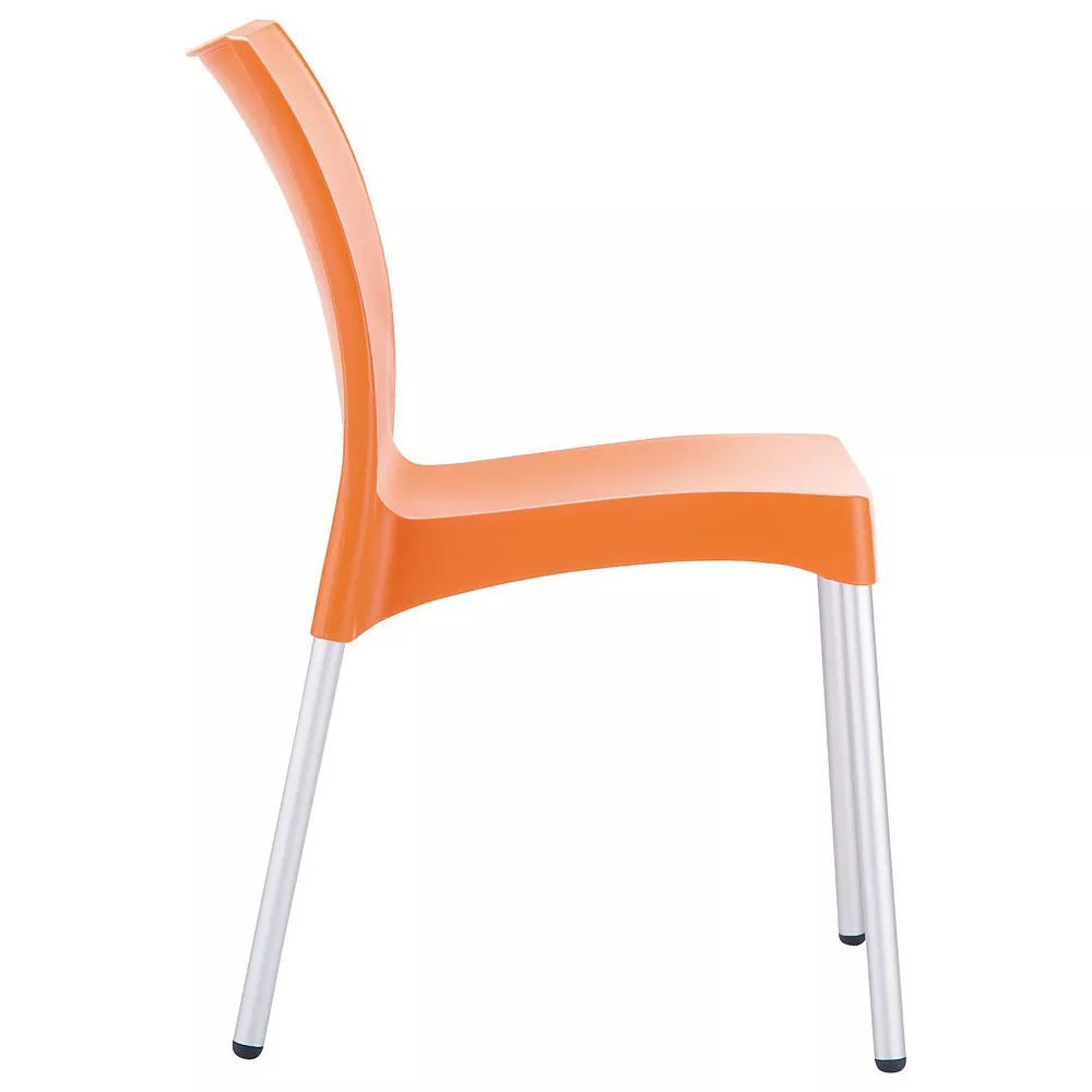 31.5" Orange and White Stackable Outdoor Patio Armless Dining Chair Luxury Commercial Living 31.5" Orange And White Stackable Outdoor Patio Armless Dining Chair -Zuo Modern Shop 6238488 ALT2
