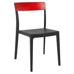 Luxury Commercial Living 33" Black And Red Patio Dining Chair