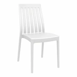 Luxury Commercial Living 35" White High Back Stackable Outdoor Patio Dining Chair