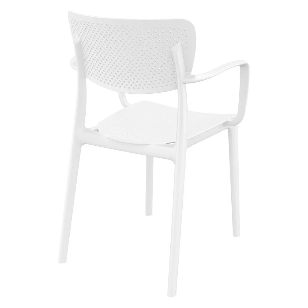 Luxury Commercial Living 33" White Stackable Solid Patio Dining Arm Chair 4 Luxury Commercial Living 33" White Stackable Solid Patio Dining Arm Chair - Image 2