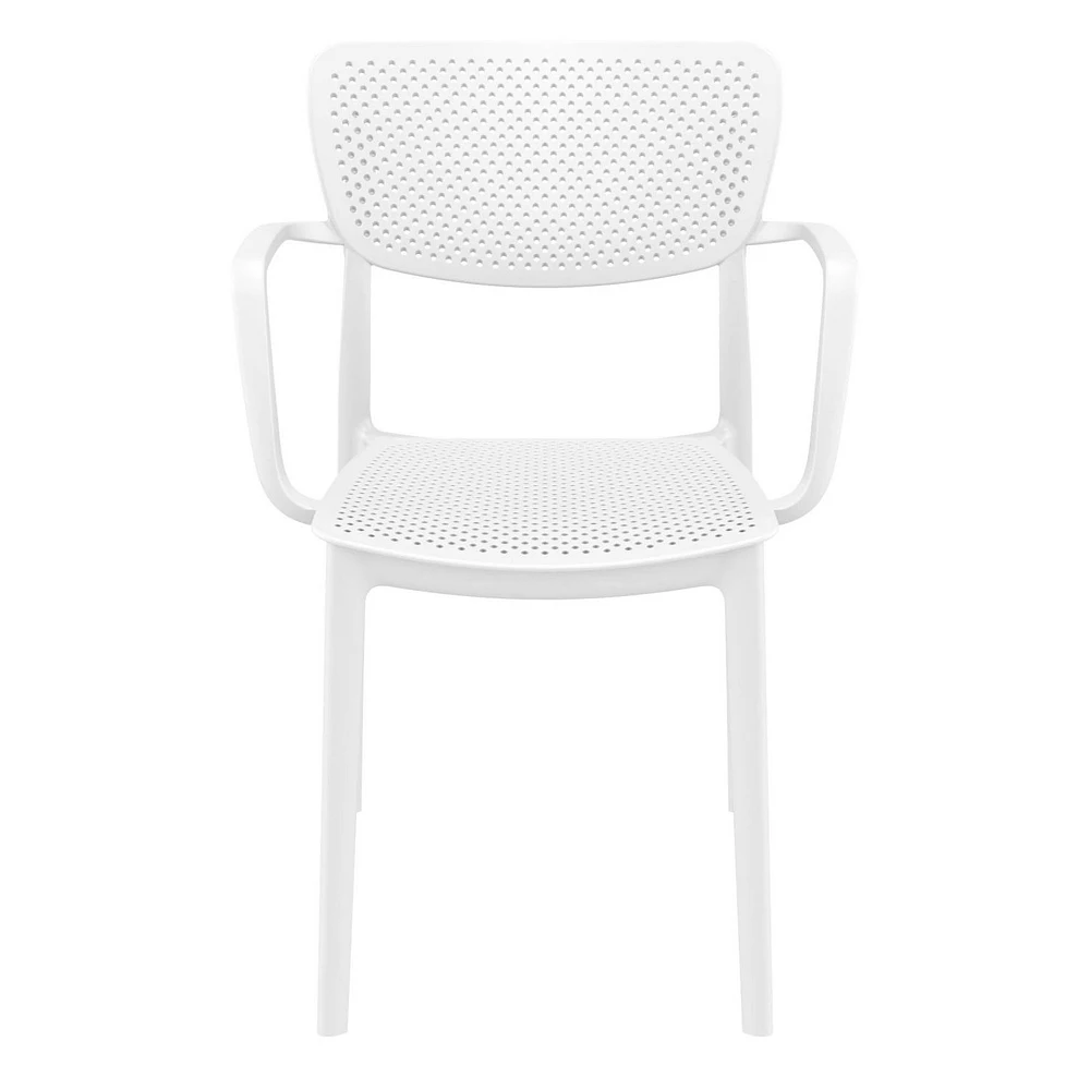 Luxury Commercial Living 33" White Stackable Solid Patio Dining Arm Chair 5 Luxury Commercial Living 33" White Stackable Solid Patio Dining Arm Chair - Image 3