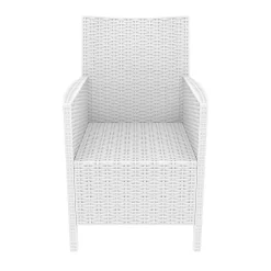 Luxury Commercial Living 35.5" White Patio Dining Arm Chair With Sunbrella White Cushion -Zuo Modern Shop 6238649 ALT2