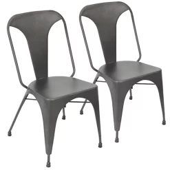 Contemporary Home Living Set Of 2 Matte Gray Austin Industrial Dining Chair 32.75”