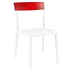 Luxury Commercial Living 33" White And Red Patio Dining Chair