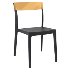Luxury Commercial Living 33" Black And Amber Patio Dining Chair