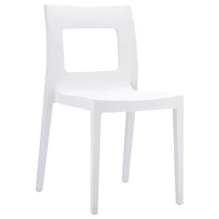 Luxury Commercial Living 32" White Outdoor Patio Solid Dining Chair