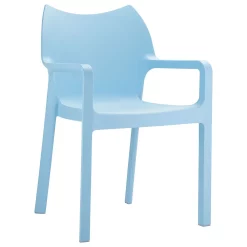 Luxury Commercial Living 33" Blue Outdoor Patio Solid Dining Arm Chair