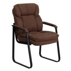 Emma+Oliver Emma And Oliver Executive Side Reception Chair With Lumbar Support And Sled Base