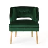 Contemporary Home Living 30" Emerald Green And Beige Contemporary Accent Chair -Zuo Modern Shop 6302051