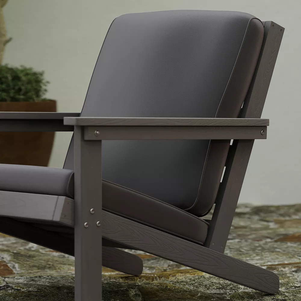 Merrick Lane Riviera All-Weather Poly Resin Wood Adirondack Style Deep Seat Patio Club Chair With Cushions 5 Merrick Lane Riviera All-Weather Poly Resin Wood Adirondack Style Deep Seat Patio Club Chair With Cushions - Image 3