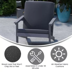 Merrick Lane Riviera All-Weather Poly Resin Wood Adirondack Style Deep Seat Patio Club Chair With Cushions 9 Merrick Lane Riviera All-Weather Poly Resin Wood Adirondack Style Deep Seat Patio Club Chair With Cushions -Zuo Modern Shop 6303393 ALT3