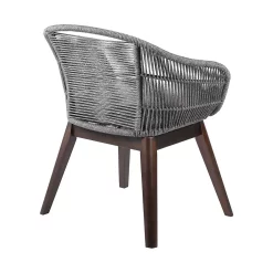 10 DEEP Indoor Outdoor Dining Chair With Fishbone Woven Curved Back, Gray -Zuo Modern Shop 6305676 ALT2