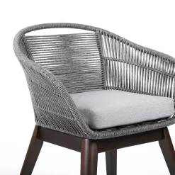 10 DEEP Indoor Outdoor Dining Chair With Fishbone Woven Curved Back, Gray -Zuo Modern Shop 6305676 ALT3